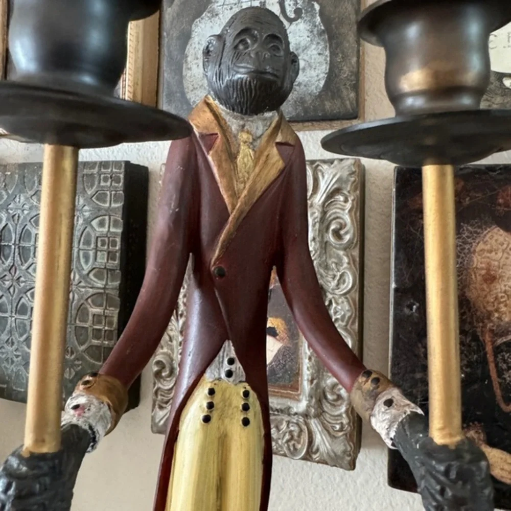 Vintage Bronze‎ Butler Monkey Candlebra